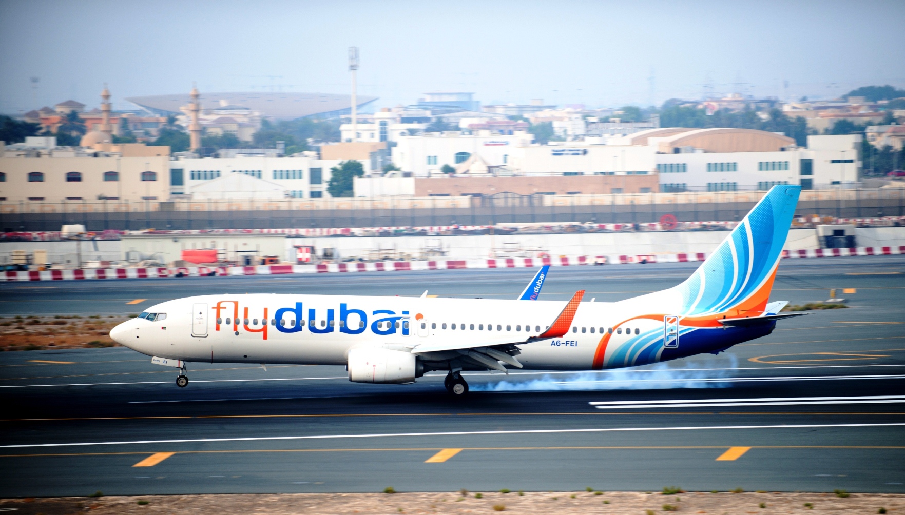 Aircraft landing on runway